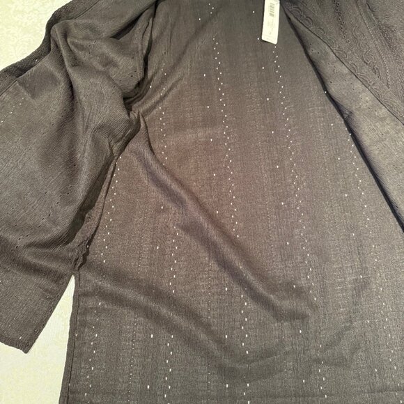 Chico’s Black Textured Button Front Blouse – Size 2 - NWT - Picture 4 of 12